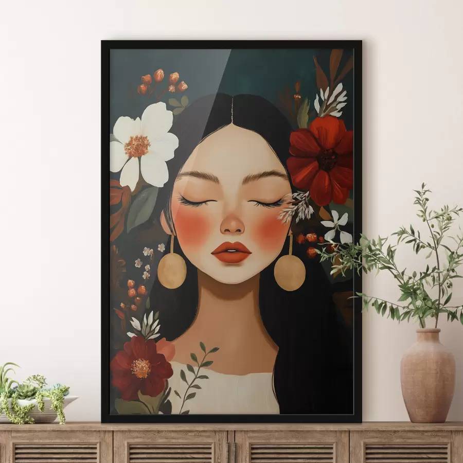 Papier peint Une femme parmi les fleurs f50340
