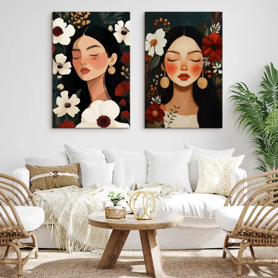 Tableau Des filles avec des fleurs m30883