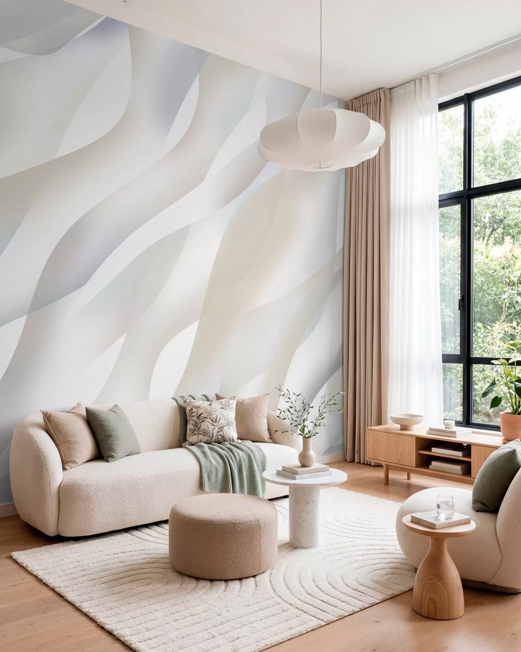 Papier peint Vagues ivoire w05758