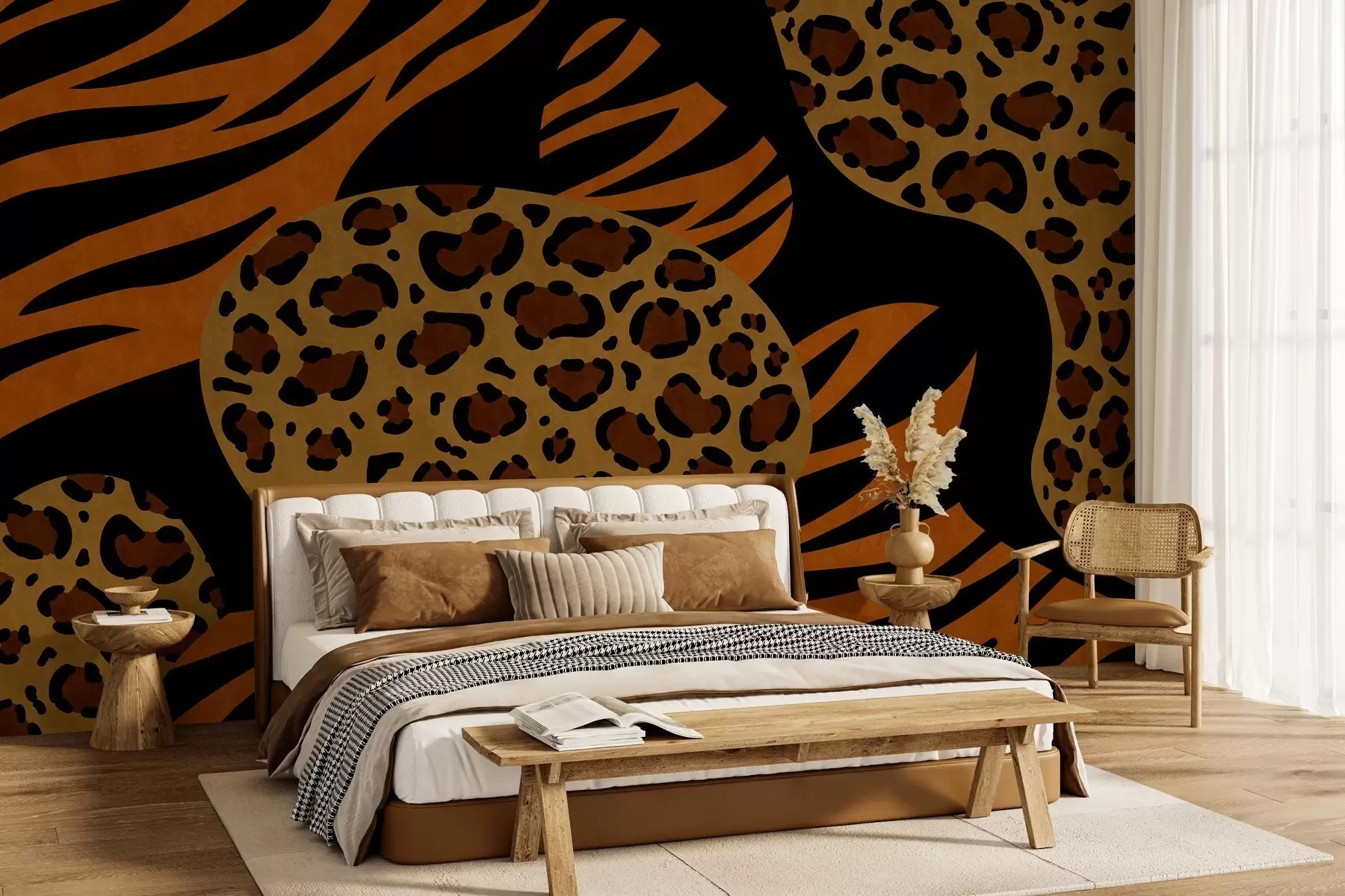 Papier peint Motifs léopard et tigre inspirés des animaux sauvages w05759
