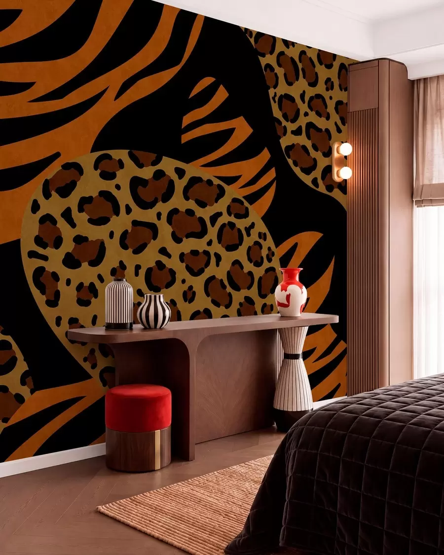 Papier peint Motifs léopard et tigre inspirés des animaux sauvages w05759