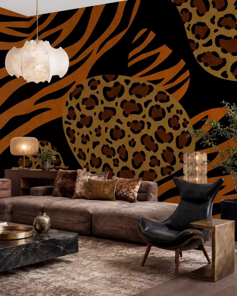 Papier peint Motifs léopard et tigre inspirés des animaux sauvages w05759