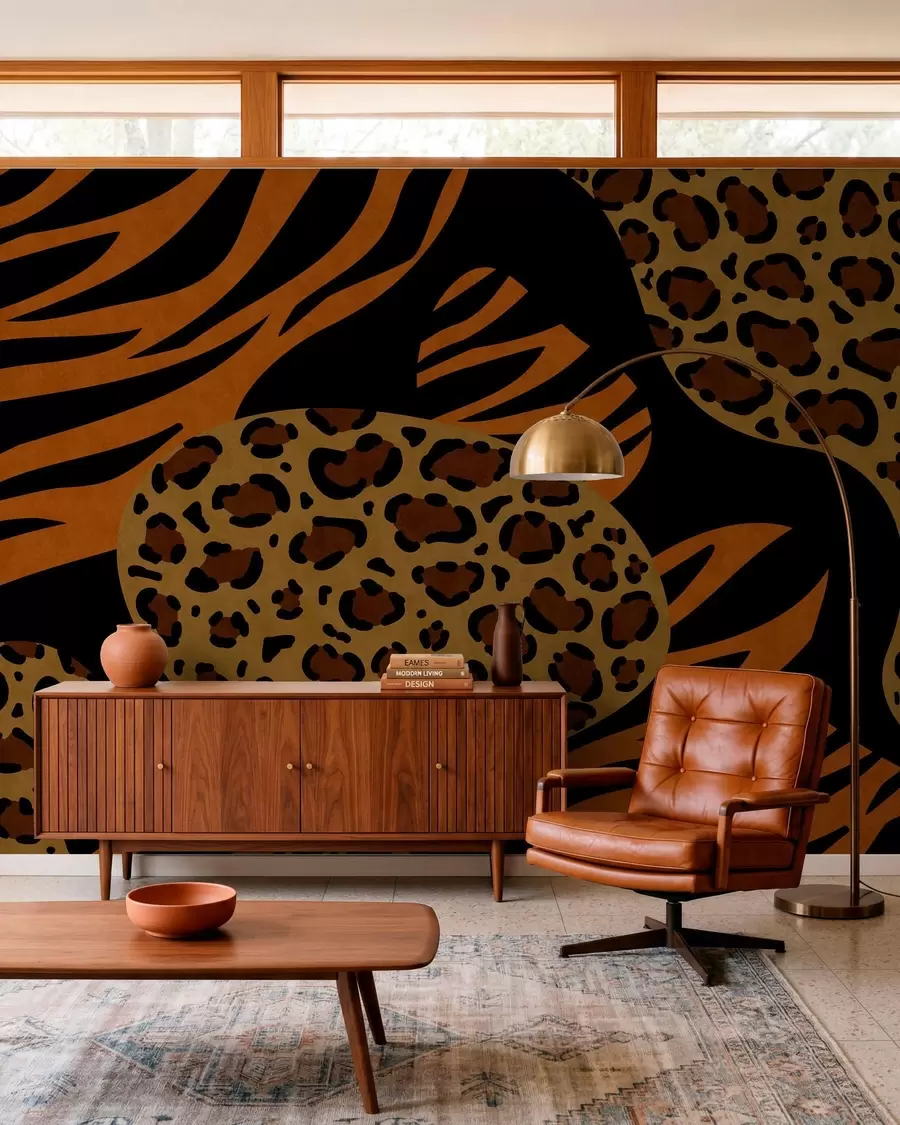 Papier peint Motifs léopard et tigre inspirés des animaux sauvages w05759