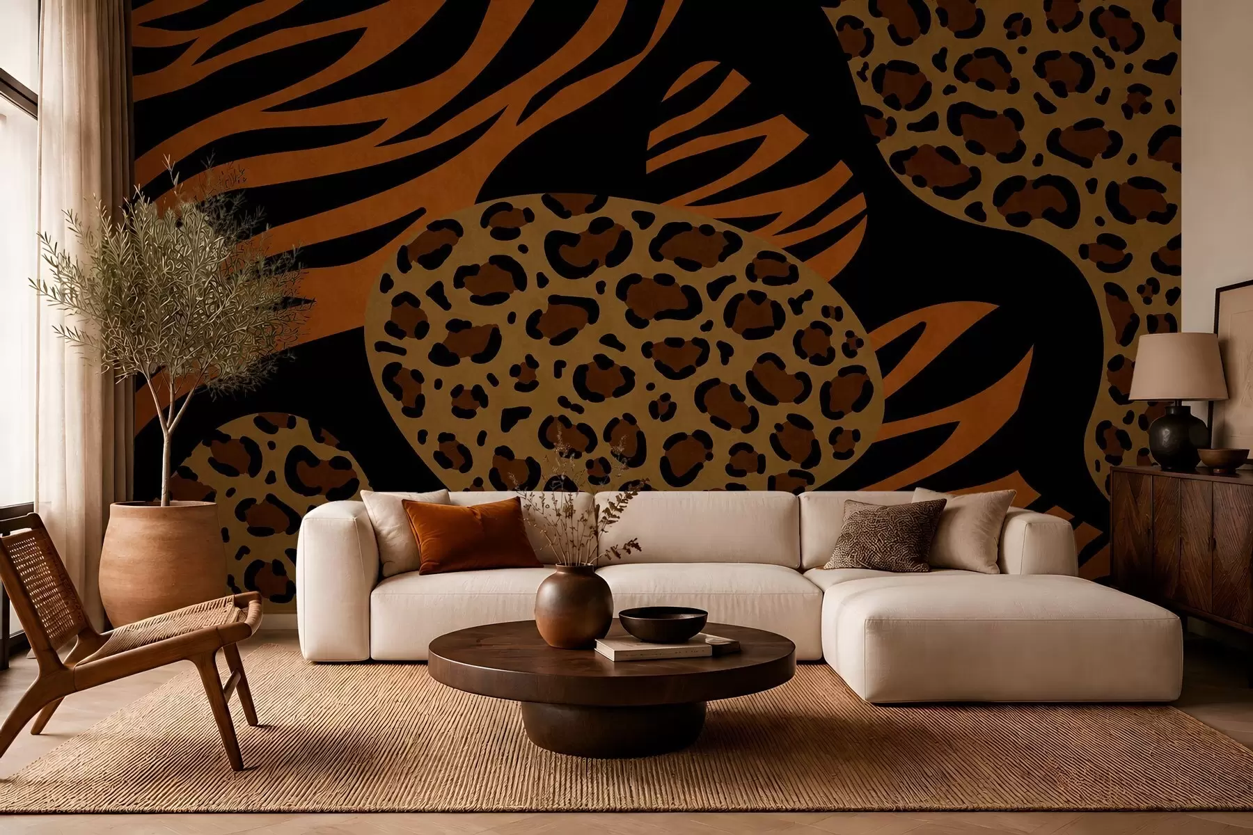 Papier peint Motifs léopard et tigre inspirés des animaux sauvages w05759