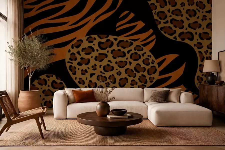Papier peint Motifs léopard et tigre inspirés des animaux sauvages w05759