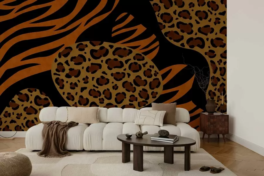 Papier peint Motifs léopard et tigre inspirés des animaux sauvages w05759