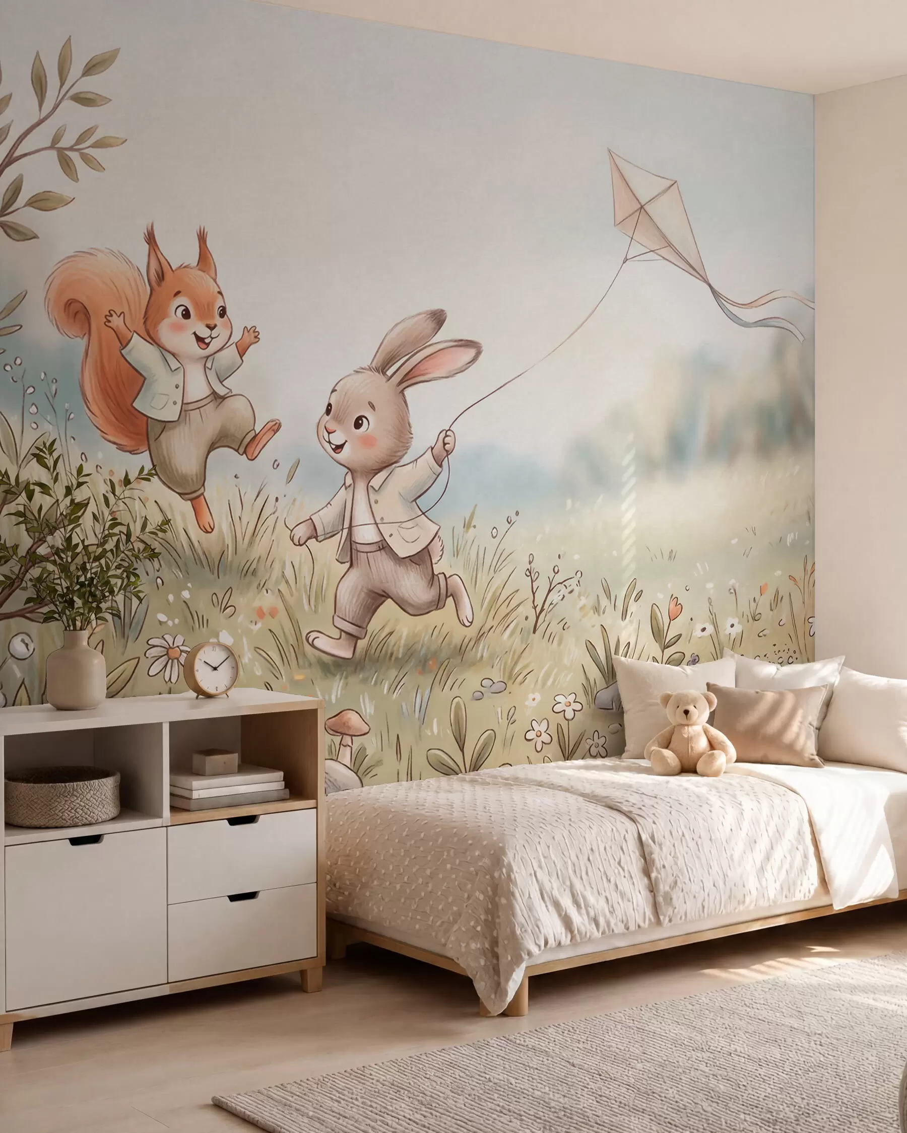 Papier peint Petit lapin dans le vent w10007