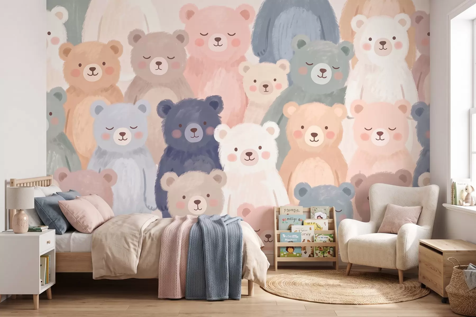 Papier peint Des ours aux couleurs pastel w10010
