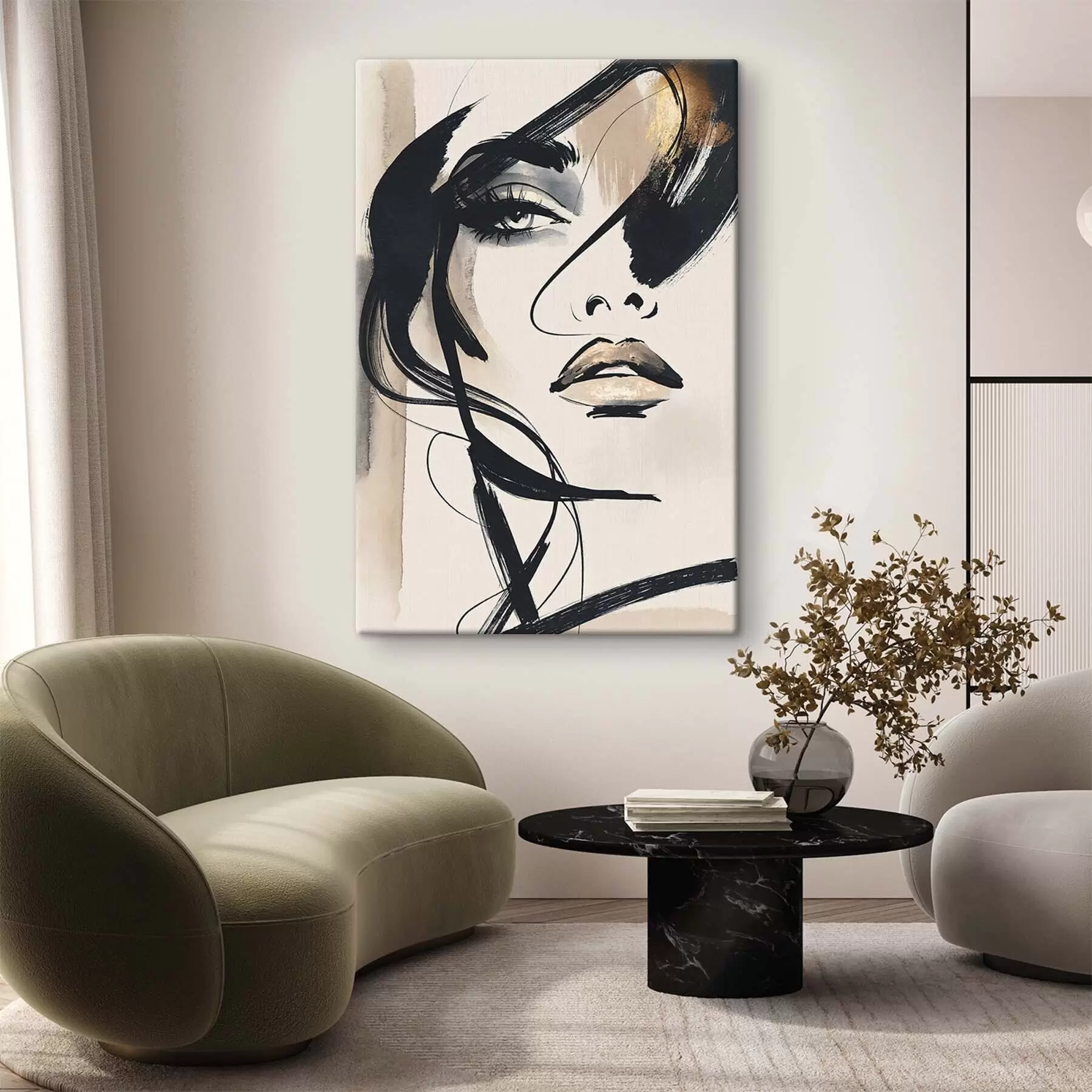 Tableau Portrait féminin abstrait s50162