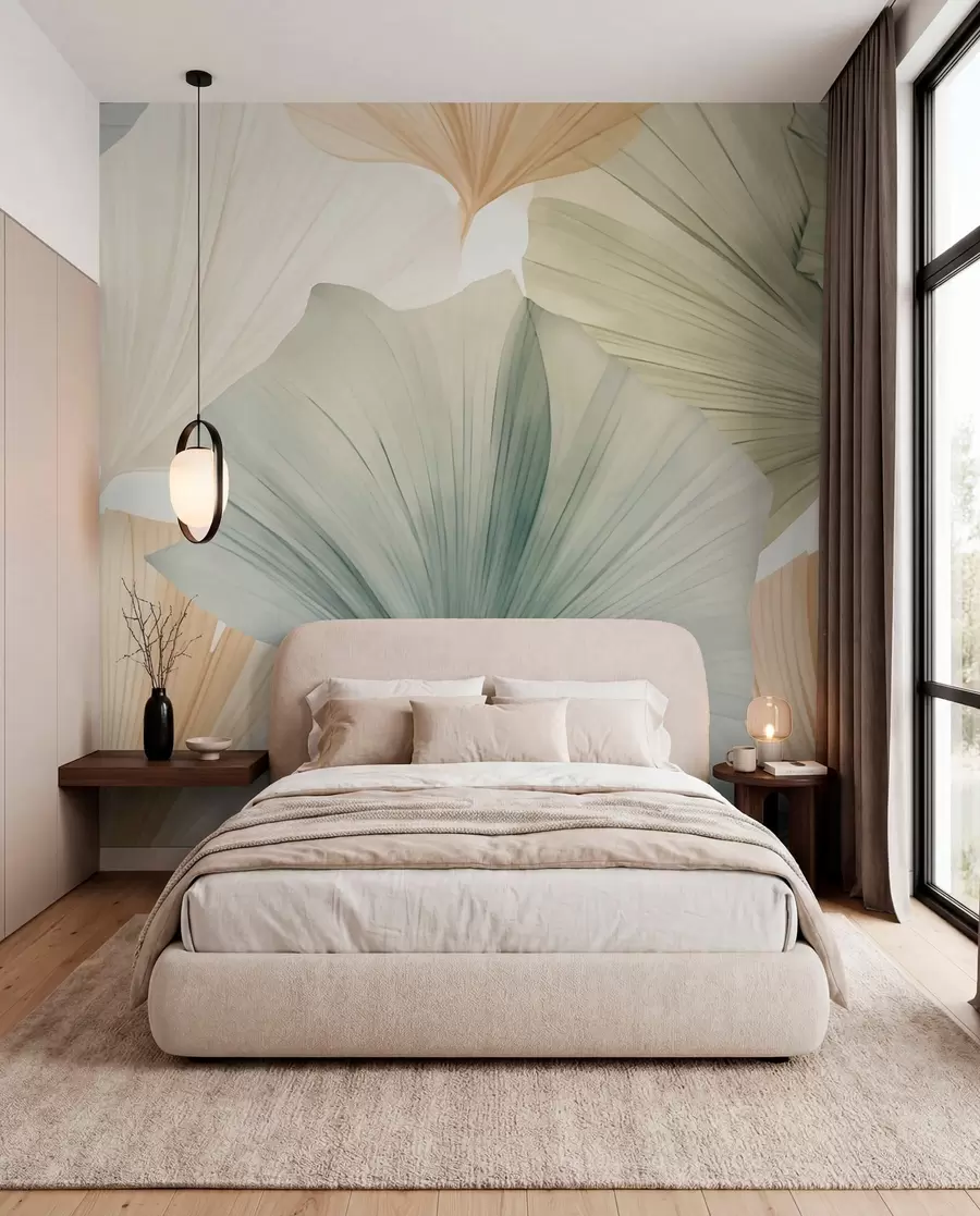Papier peint Feuille de ginkgo ronde w05772