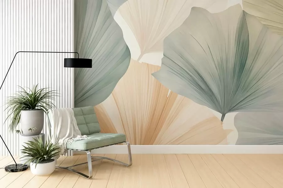 Papier peint Feuille de ginkgo ronde w05772