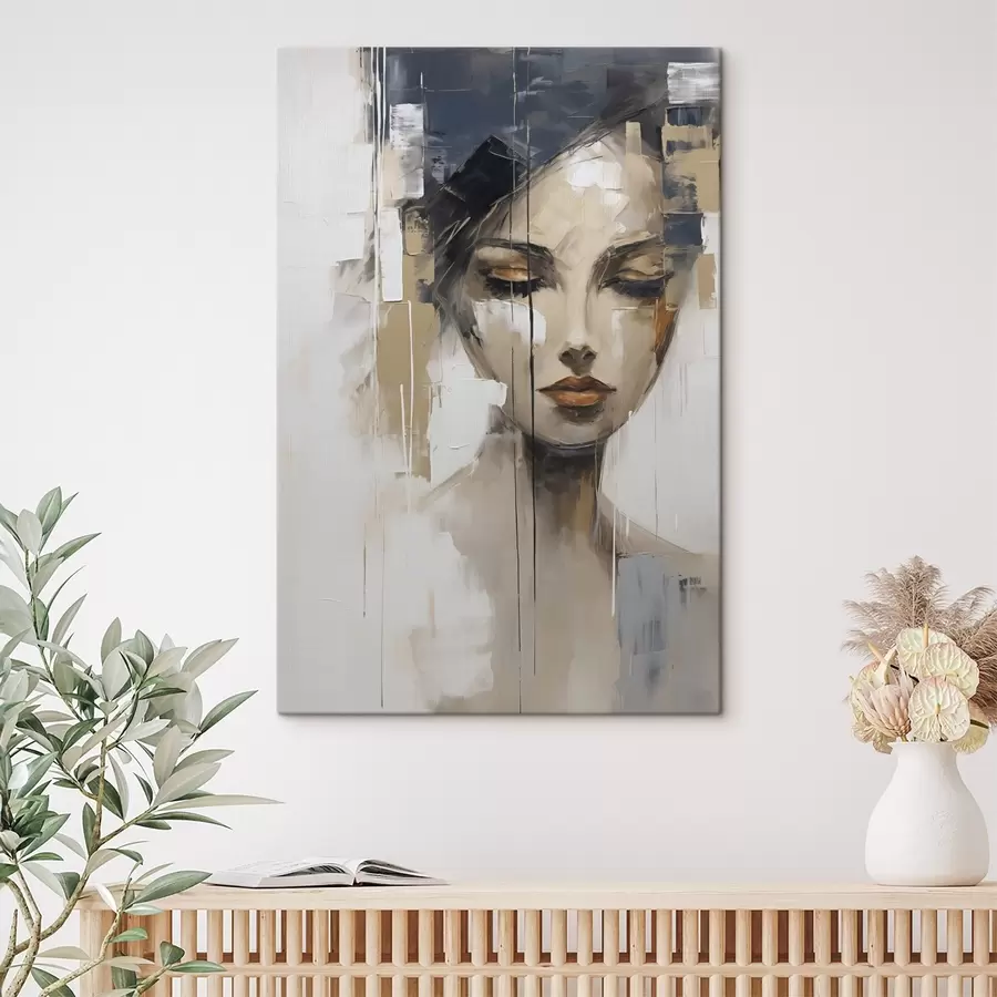 Tableau Visage abstrait, imitation d'une peinture s50377