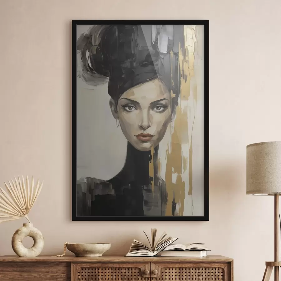 Papier peint Portrait féminin abstrait, imitation de peinture f50372