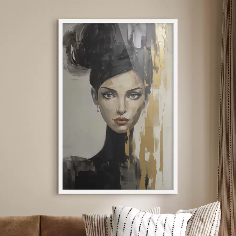 Papier peint Portrait féminin abstrait, imitation de peinture f50372