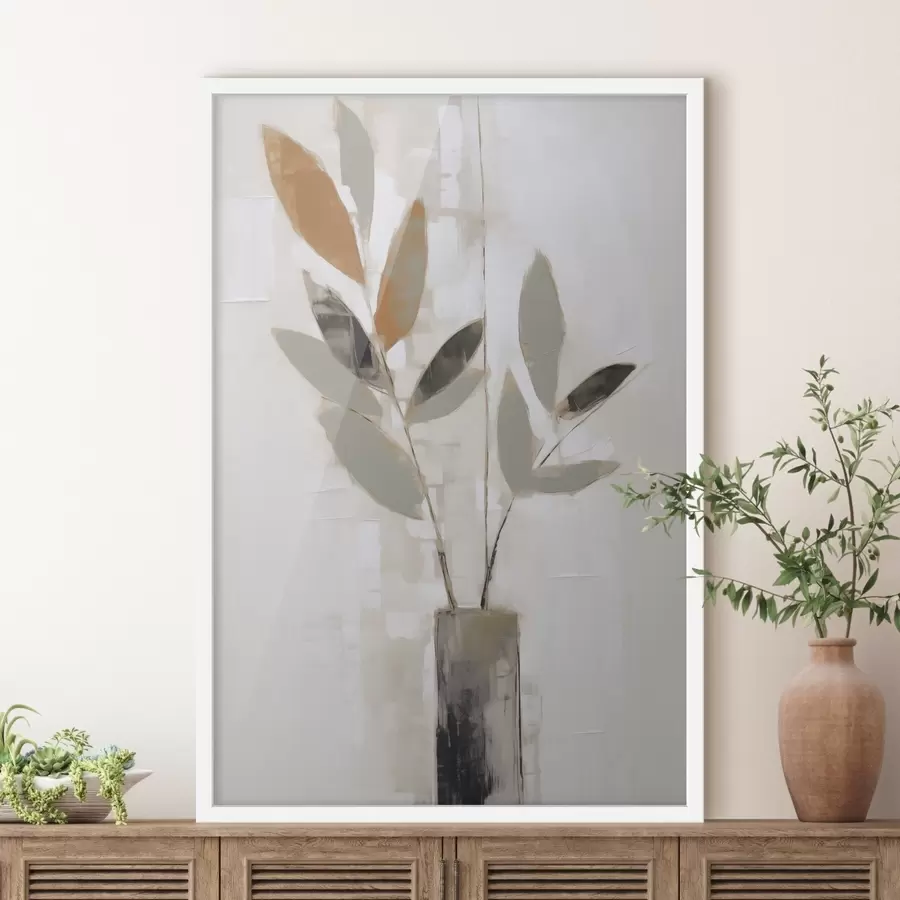 Papier peint Rameaux abstraits dans un vase, imitation d'un tableau f50373
