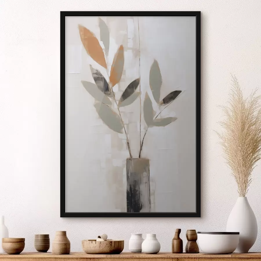 Papier peint Rameaux abstraits dans un vase, imitation d'un tableau f50373