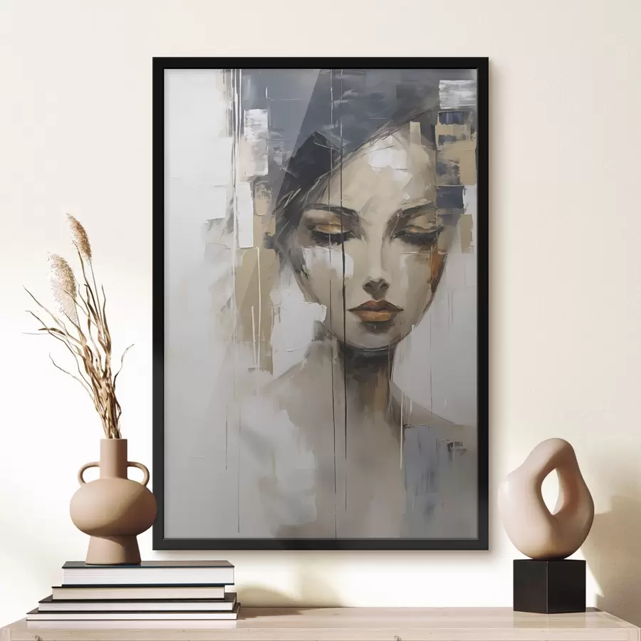 Papier peint Visage abstrait, imitation d'une peinture f50377