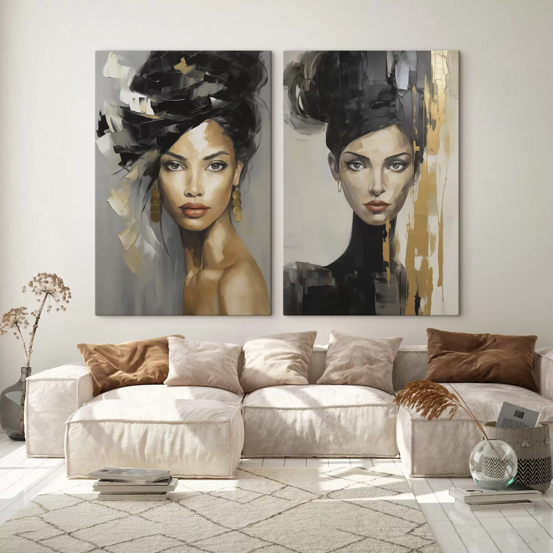 Tableau Portrait féminin abstrait, imitation de peinture m30893