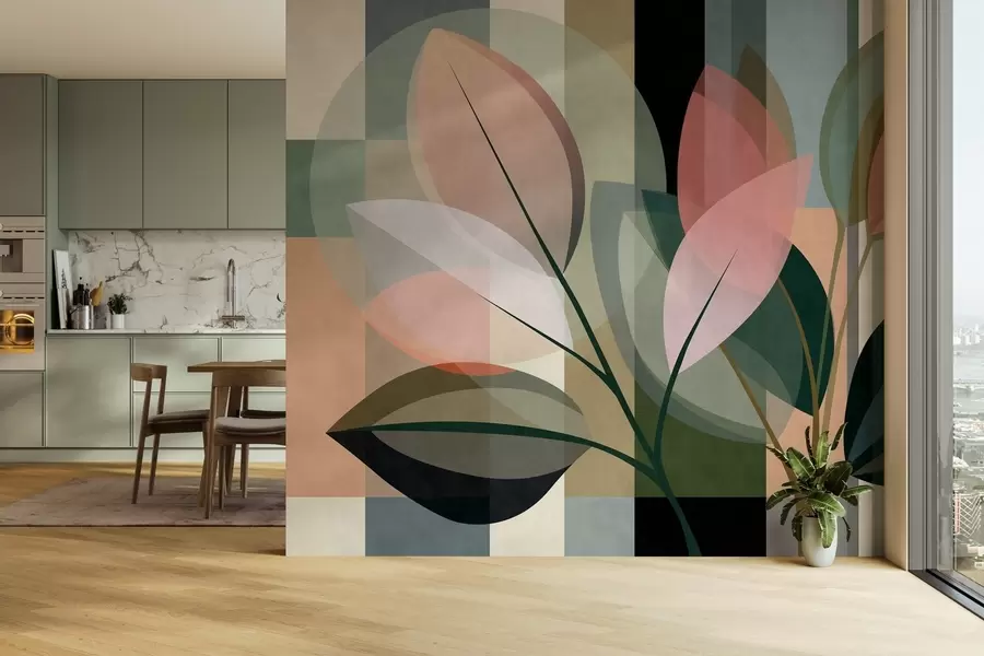 Papier peint Une œuvre abstraite élégante mettant en scène des plantes w05871