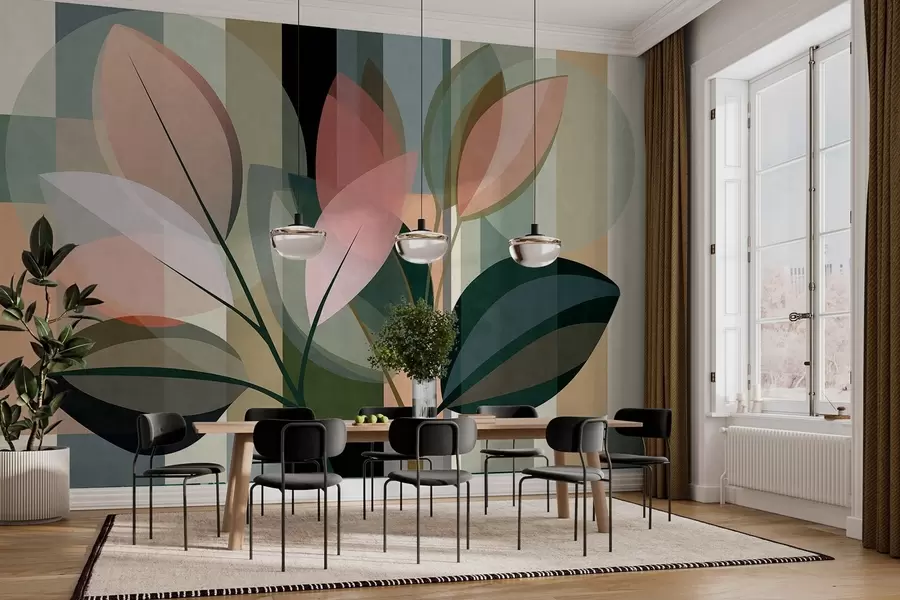 Papier peint Une œuvre abstraite élégante mettant en scène des plantes w05871