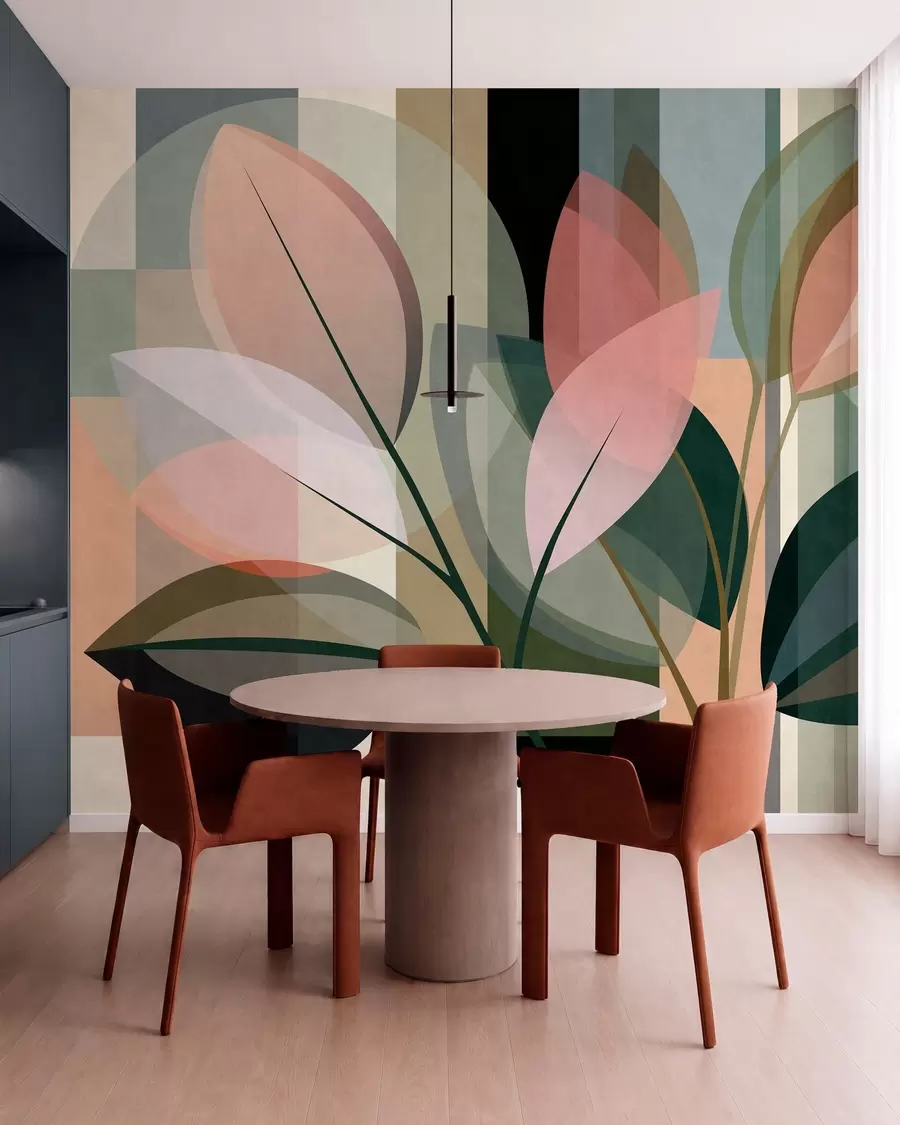 Papier peint Une œuvre abstraite élégante mettant en scène des plantes w05871