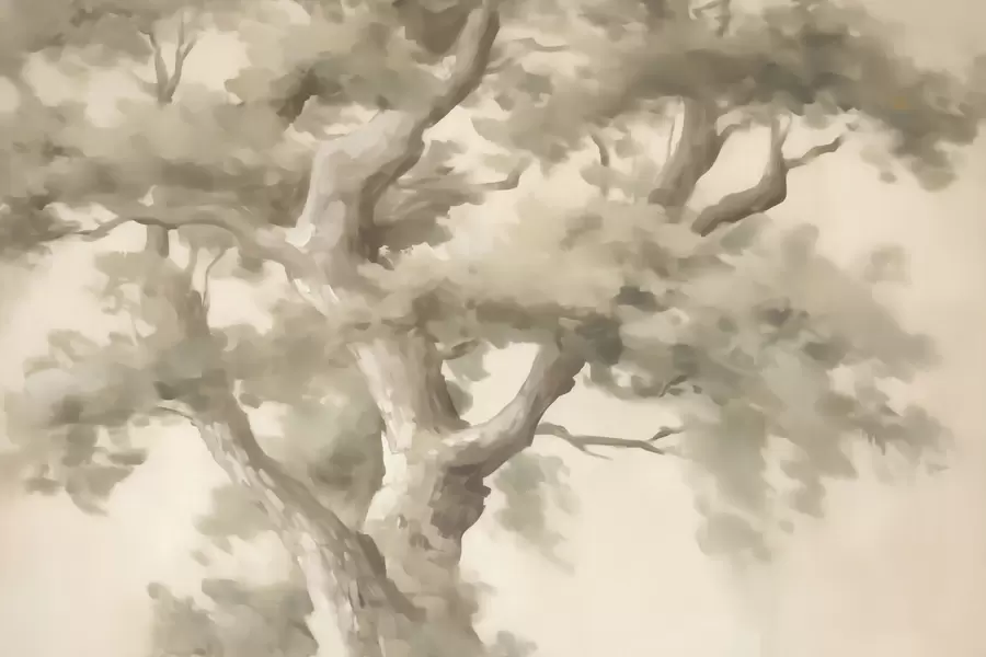 Papier peint Arbre abstrait, imitation d'une peinture w05875