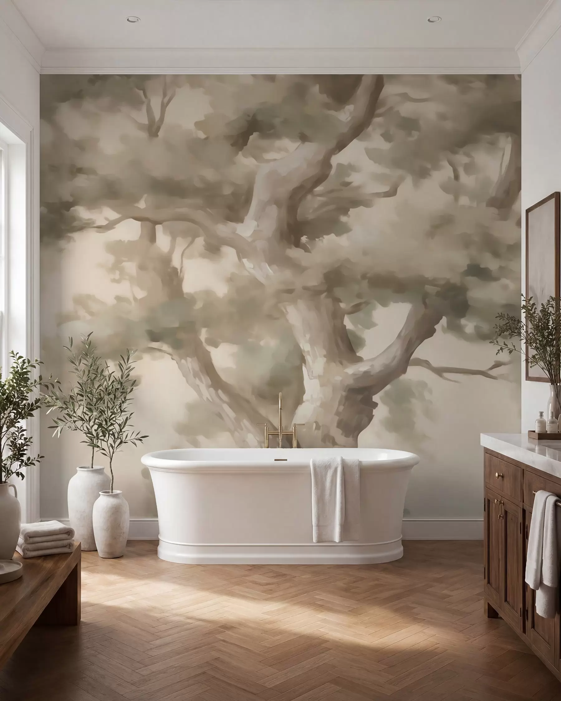 Papier peint Arbre abstrait, imitation d'une peinture w05875
