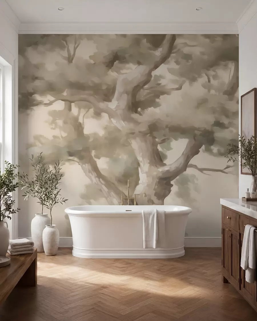 Papier peint Arbre abstrait, imitation d'une peinture w05875