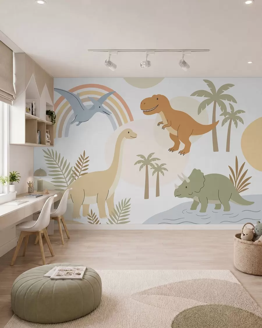 Papier peint Dinosaures et couleurs w05842