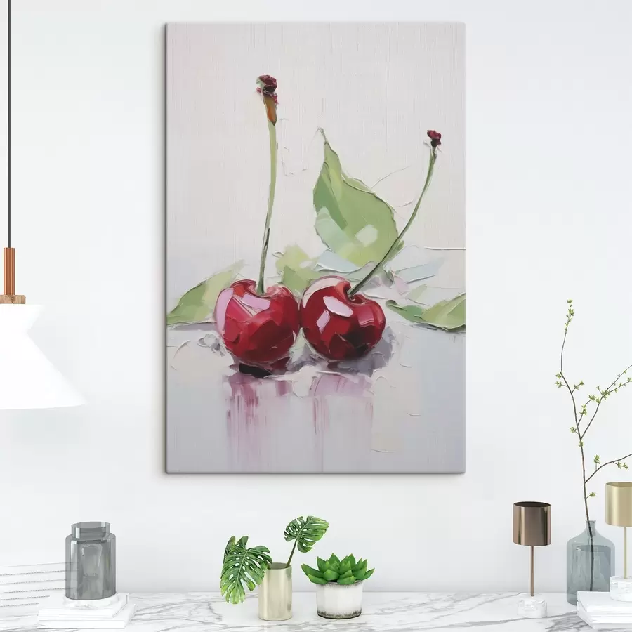 Tableau Cerises, peinture d'imitation s50414
