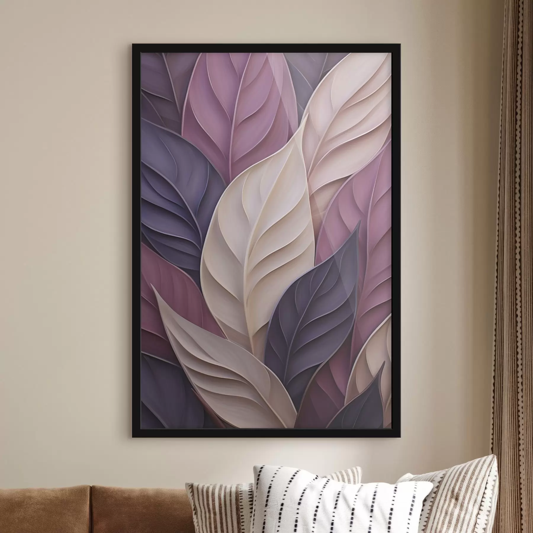 Papier peint Abstraction avec imitation des lignes fluides des feuilles f50410