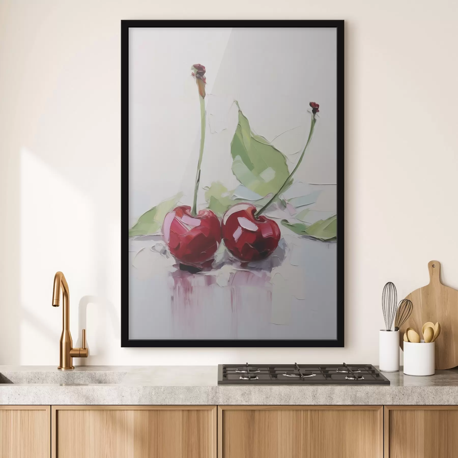 Papier peint Cerises, peinture d'imitation f50414