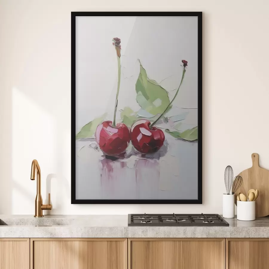 Papier peint Cerises, peinture d'imitation f50414