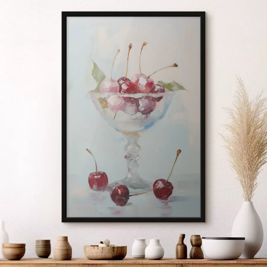 Papier peint Des cerises dans un vase, reproduction d'un tableau f50415