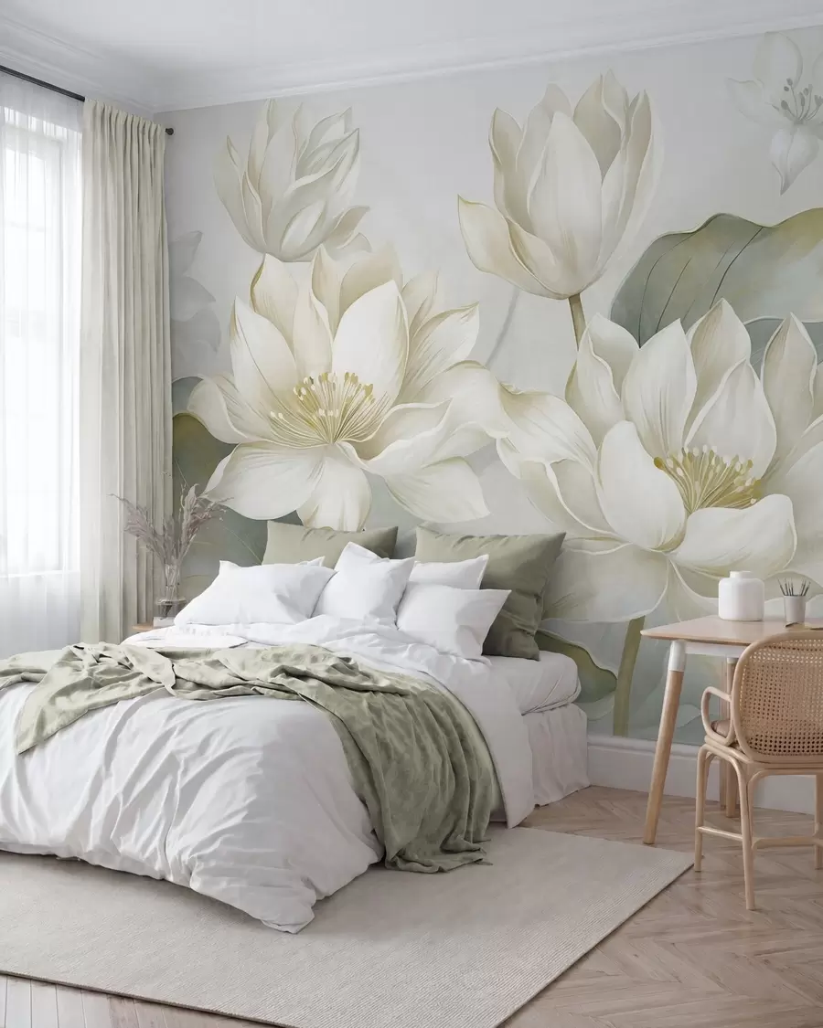 Papier peint Lotus nacré w10027