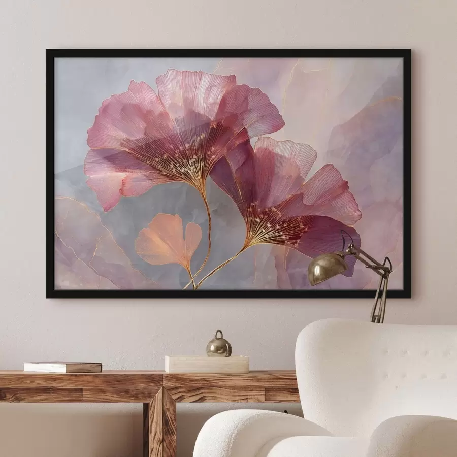 Papier peint Des fleurs roses translucides sur un fond aux tons pastel f50455