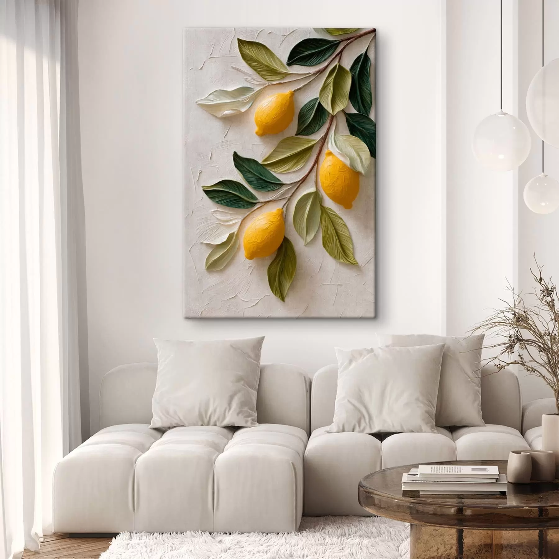 Tableau Des citrons sur des branches aux feuilles vertes s50445