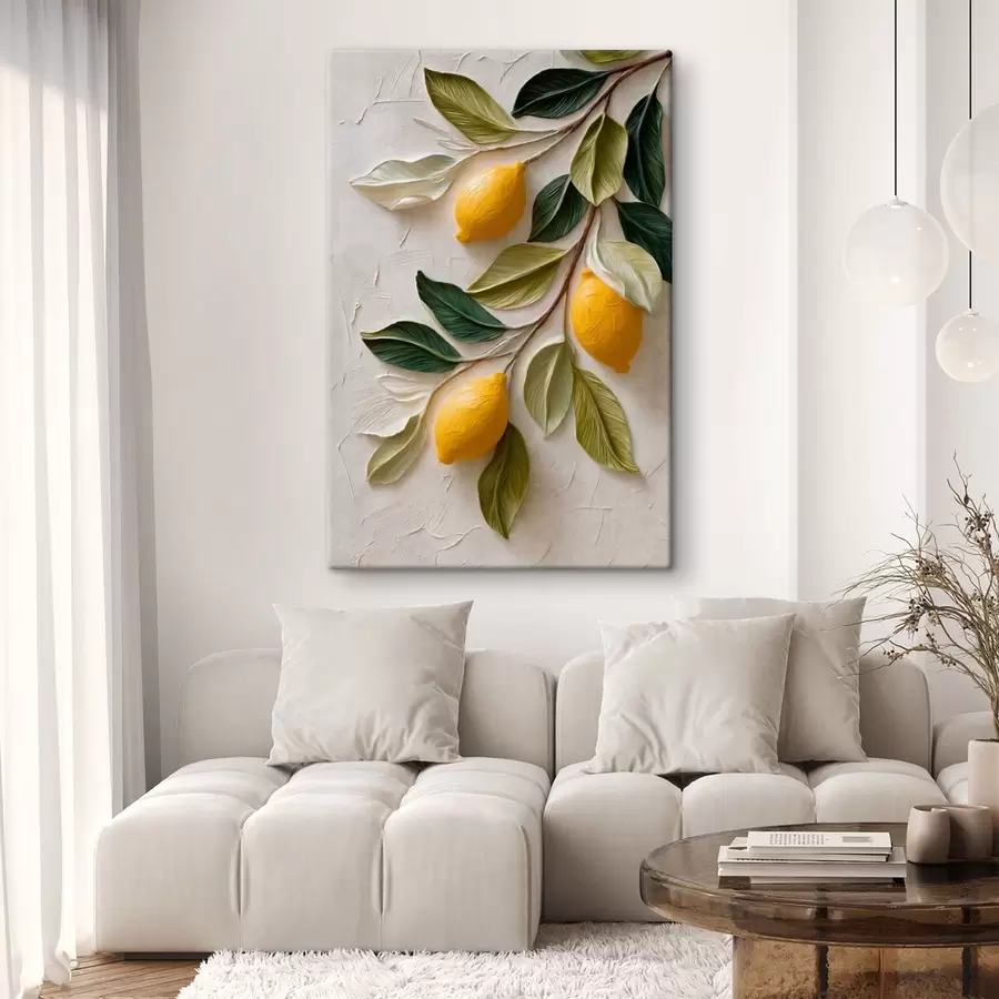 Tableau Des citrons sur des branches aux feuilles vertes s50445