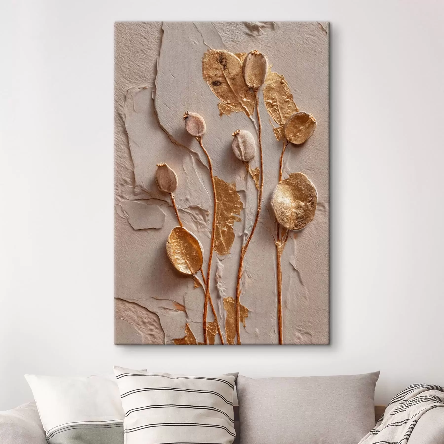 Tableau Tiges avec des feuilles et des gousses présentant un effet de relief s50449