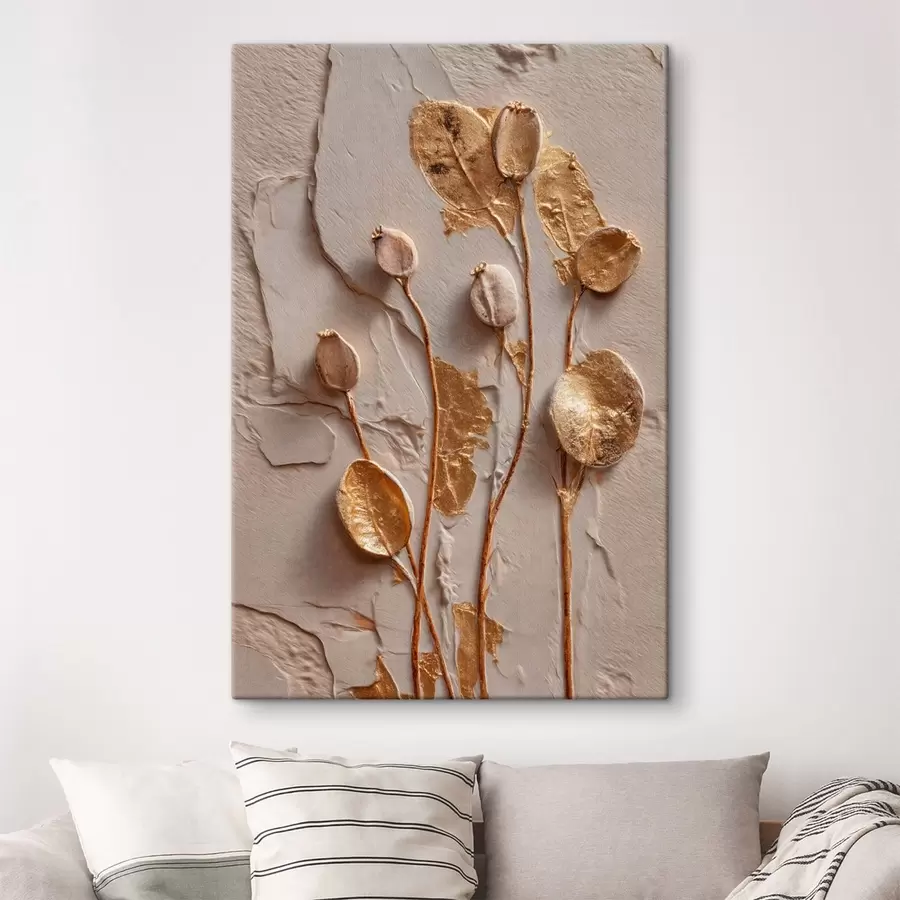 Tableau Tiges avec des feuilles et des gousses présentant un effet de relief s50449
