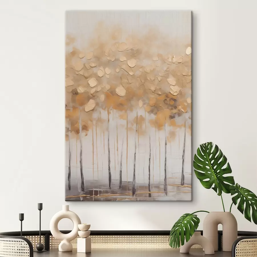 Tableau Bouleaux d'automne dans des tons beiges s50387