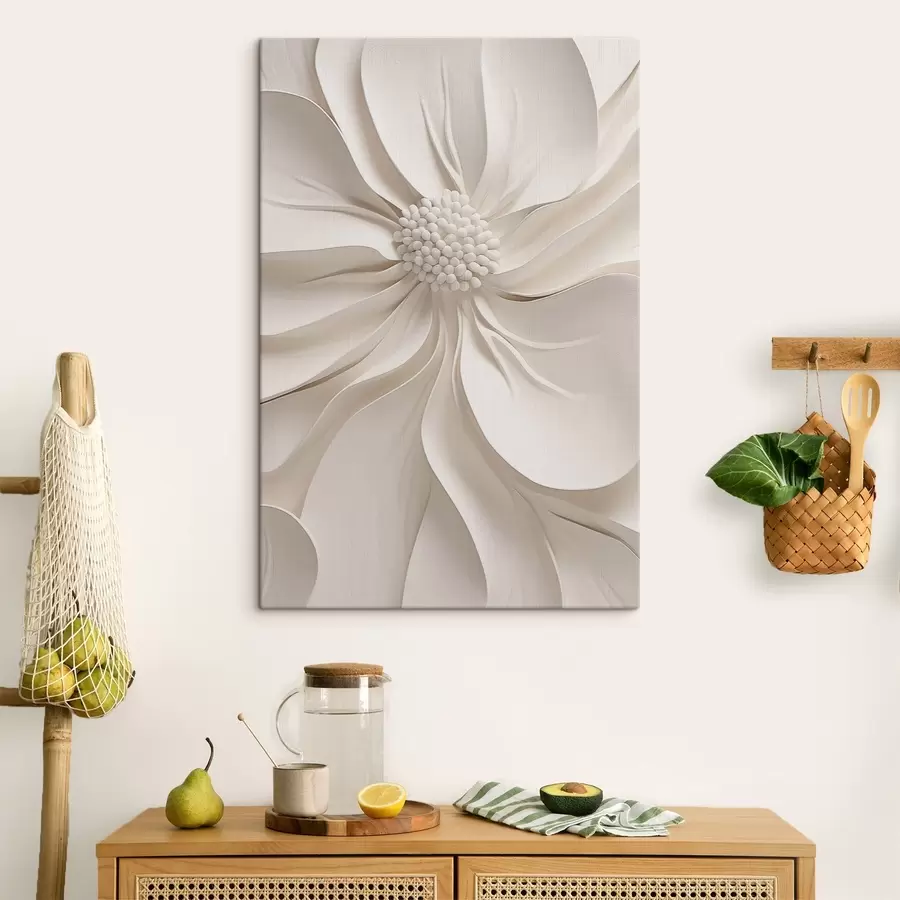 Tableau Gros plan sur un pétale blanc en 3D s50399
