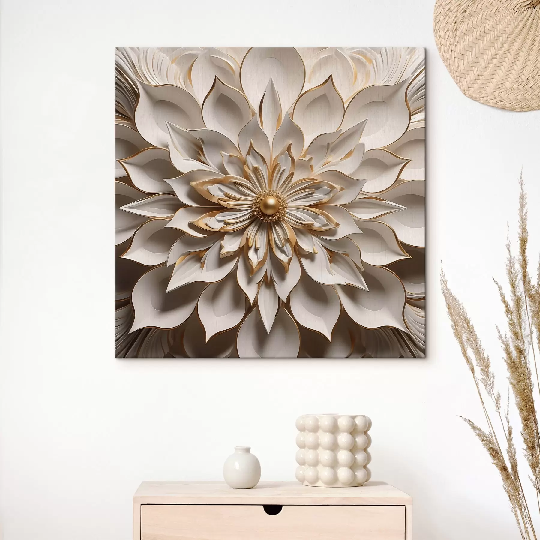 Tableau Dahlia royal rehaussé de touches ambrées s50401