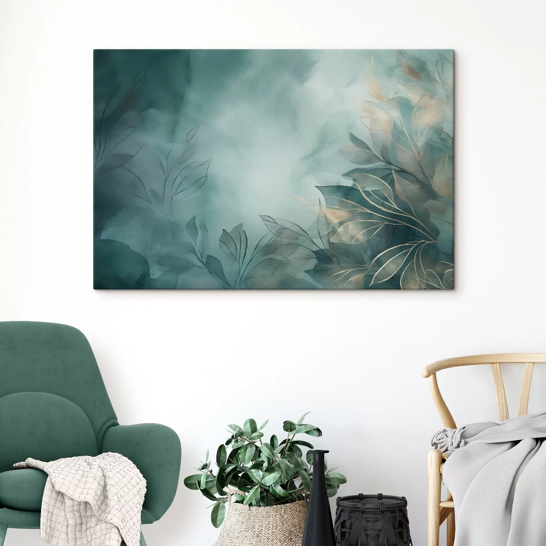 Tableau Brume aquarelle turquoise s50404