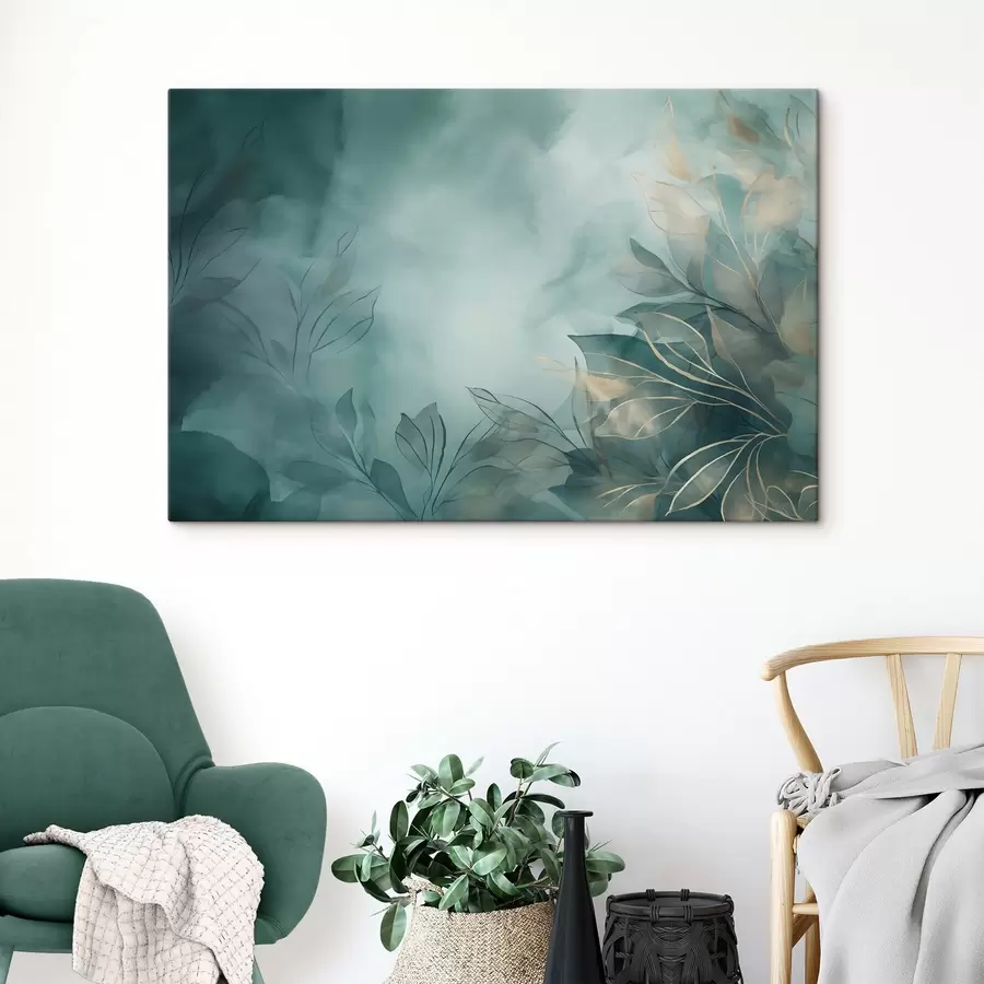 Tableau Brume aquarelle turquoise s50404