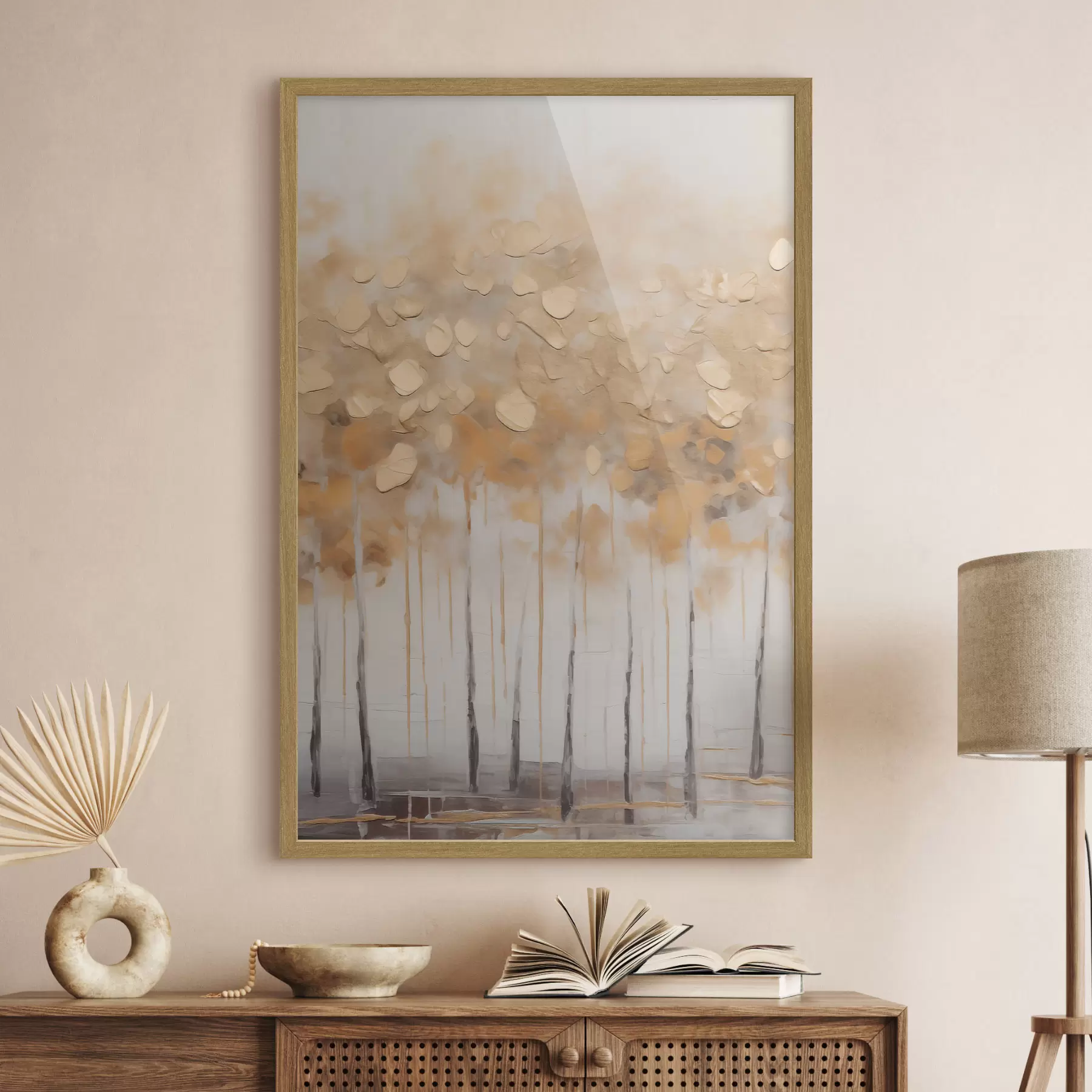 Papier peint Bouleaux d'automne dans des tons beiges f50387
