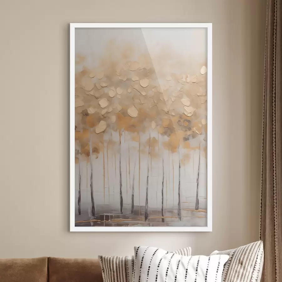 Papier peint Bouleaux d'automne dans des tons beiges f50387