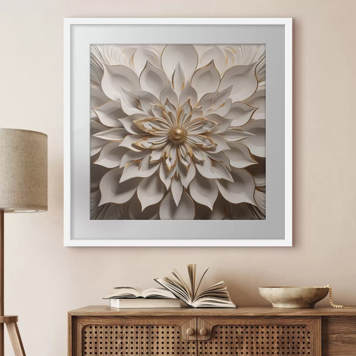 Poster Dahlia royal rehaussé de touches ambrées f50401