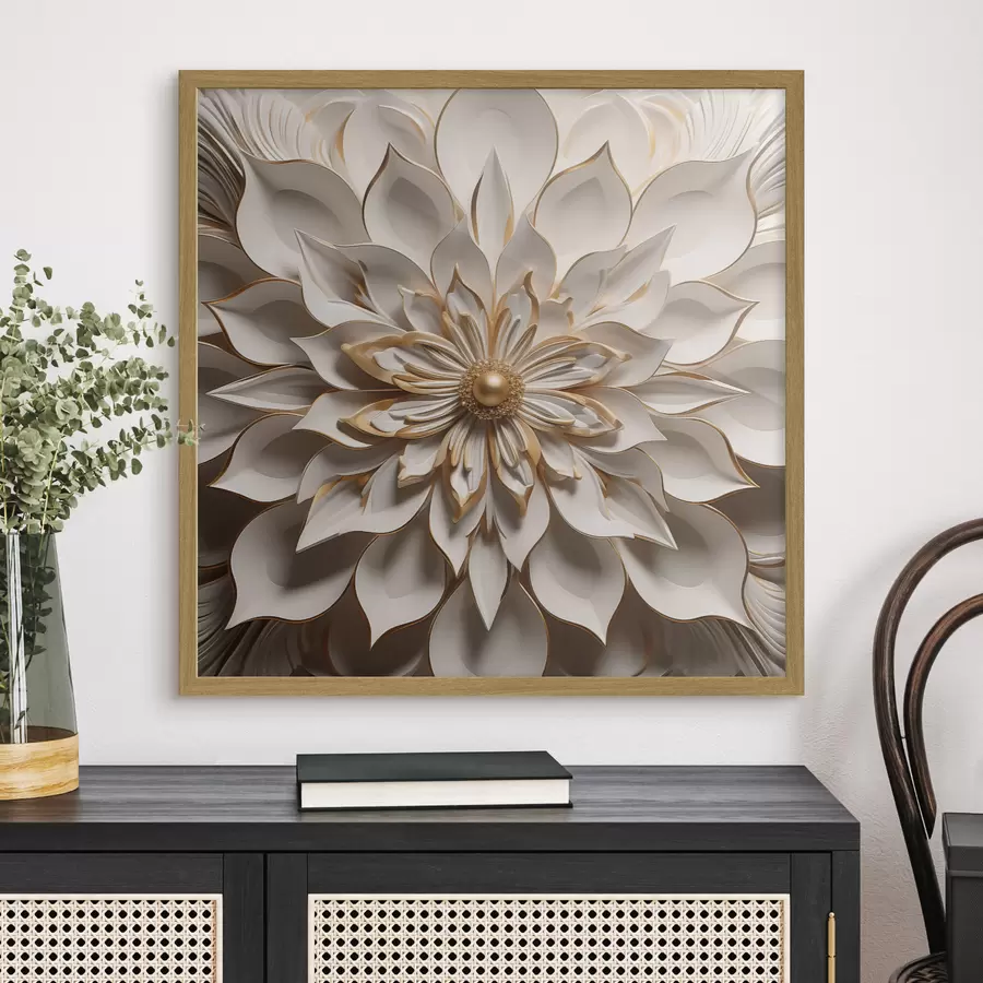 Papier peint Dahlia royal rehaussé de touches ambrées f50401