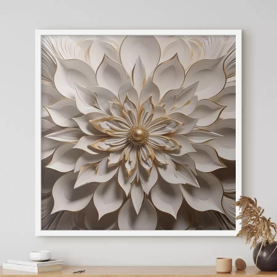 Papier peint Dahlia royal rehaussé de touches ambrées f50401